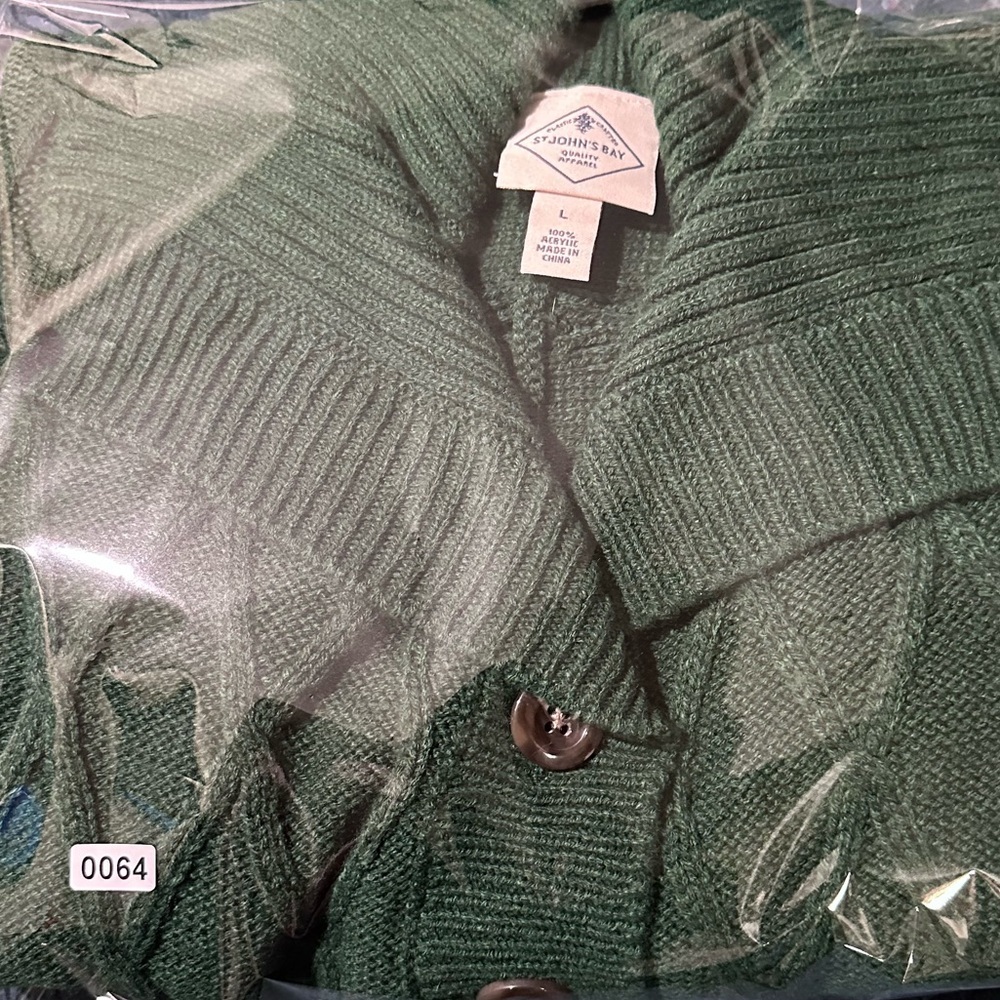 St. Johns Bay Dark Forest Green Cable Knit Sweater Poncho Size L - Picture 8 of 8